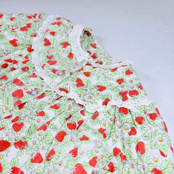 Vintage Girls Novelty Strawberry Fruit Print Quilted Dressing Gown Robe 6 - 8 - Picture 3 of 10